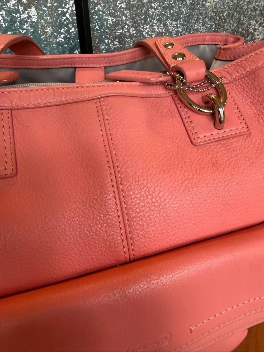 Coach Classic 2012 Coral Pebbled Leather Penelope Tote GUC